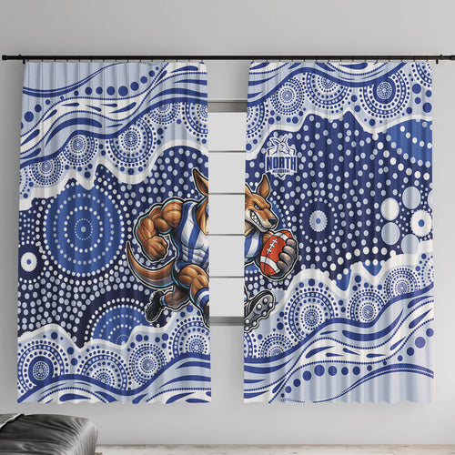 North Melbourne Kangaroos Window Curtain Aboriginal Dot Pattern - Football Mascot Heritage Pride