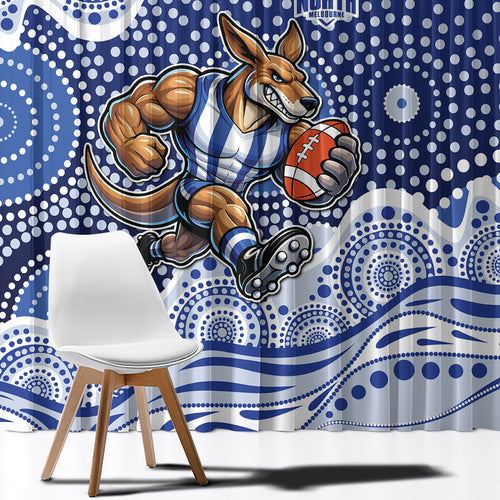 North Melbourne Kangaroos Window Curtain Aboriginal Dot Pattern - Football Mascot Heritage Pride