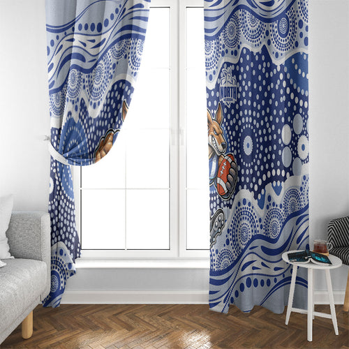 North Melbourne Kangaroos Window Curtain Aboriginal Dot Pattern - Football Mascot Heritage Pride