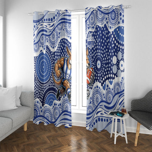 North Melbourne Kangaroos Window Curtain Aboriginal Dot Pattern - Football Mascot Heritage Pride
