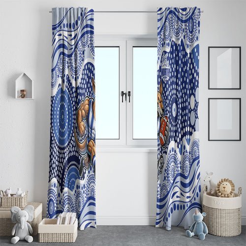 North Melbourne Kangaroos Window Curtain Aboriginal Dot Pattern - Football Mascot Heritage Pride