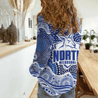 North Melbourne Kangaroos Women Casual Shirt Aboriginal Dot Pattern - Football Mascot Heritage Pride