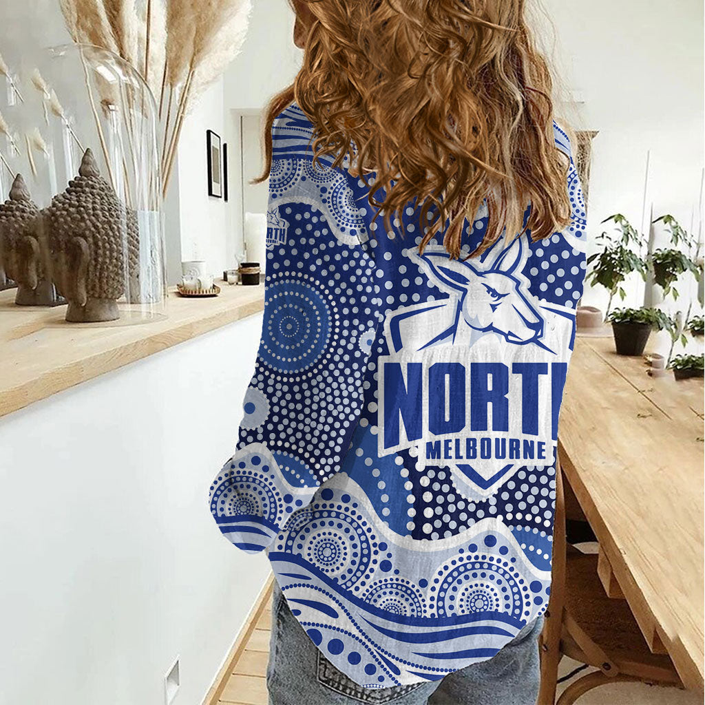 North Melbourne Kangaroos Women Casual Shirt Aboriginal Dot Pattern - Football Mascot Heritage Pride
