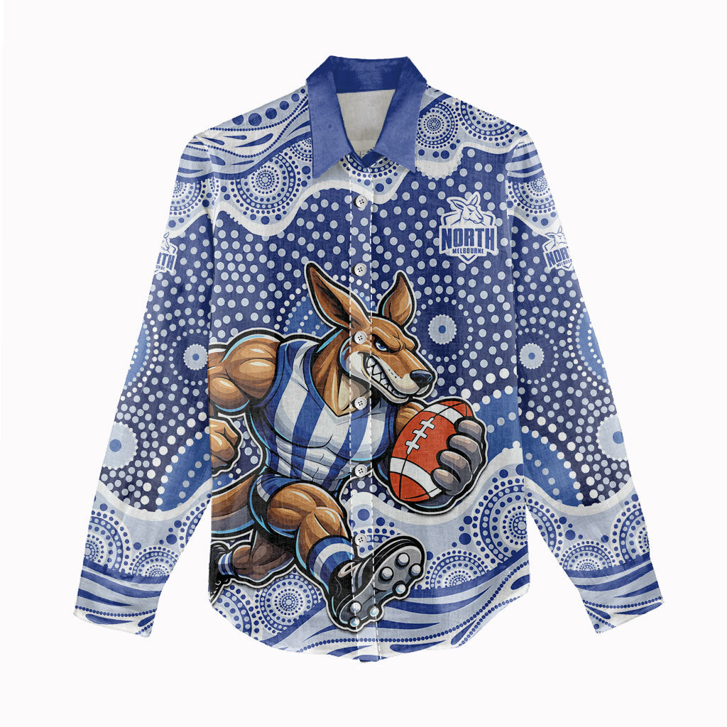 North Melbourne Kangaroos Women Casual Shirt Aboriginal Dot Pattern - Football Mascot Heritage Pride
