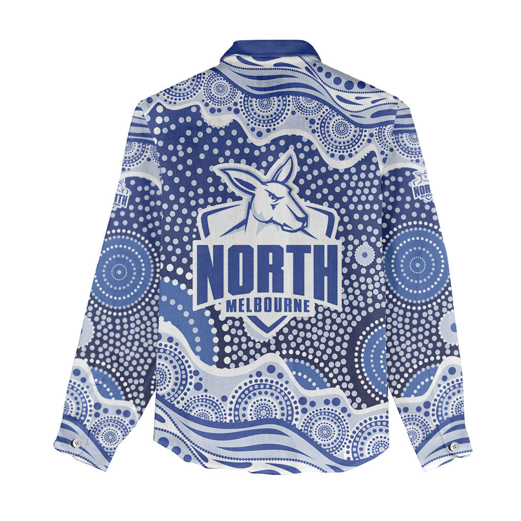 North Melbourne Kangaroos Women Casual Shirt Aboriginal Dot Pattern - Football Mascot Heritage Pride
