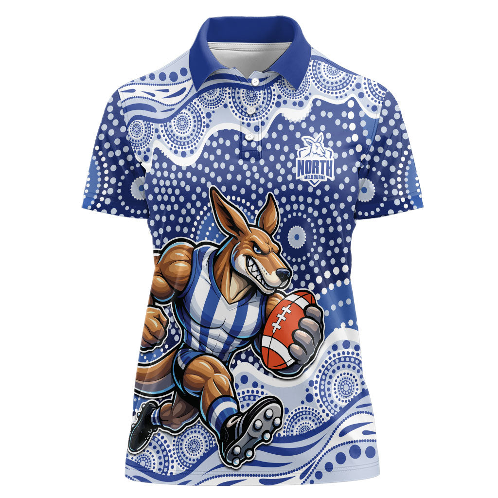 North Melbourne Kangaroos Women Polo Shirt Aboriginal Dot Pattern - Football Mascot Heritage Pride
