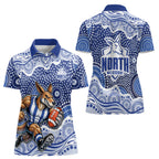 North Melbourne Kangaroos Women Polo Shirt Aboriginal Dot Pattern - Football Mascot Heritage Pride