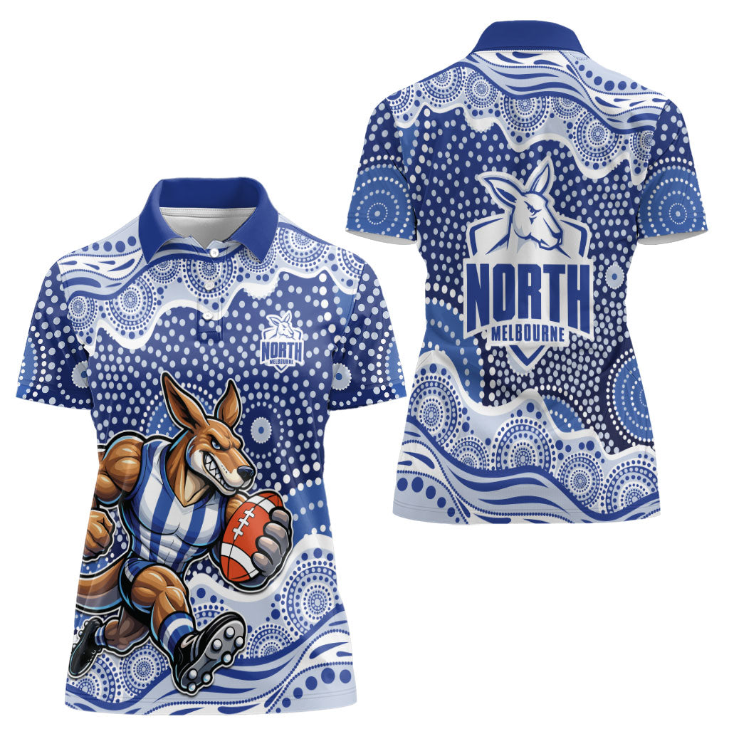 North Melbourne Kangaroos Women Polo Shirt Aboriginal Dot Pattern - Football Mascot Heritage Pride