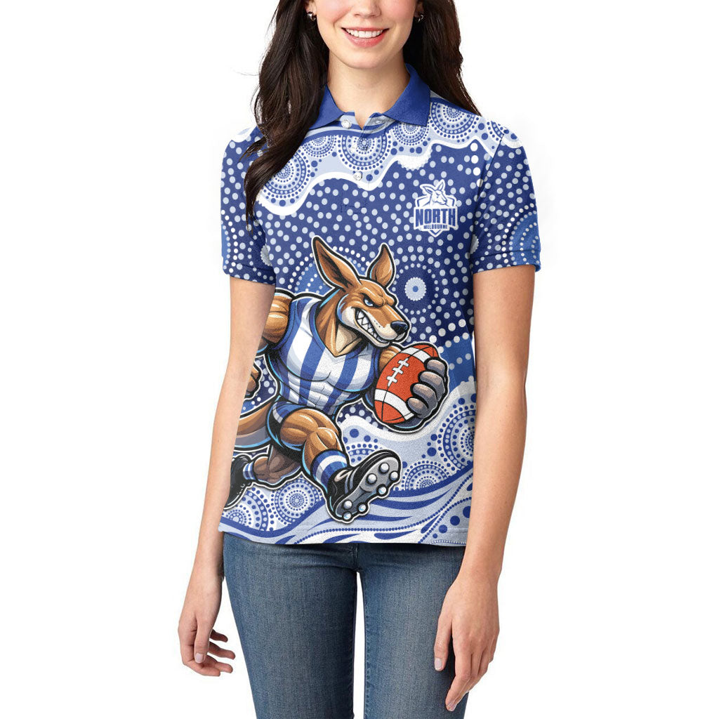 North Melbourne Kangaroos Women Polo Shirt Aboriginal Dot Pattern - Football Mascot Heritage Pride