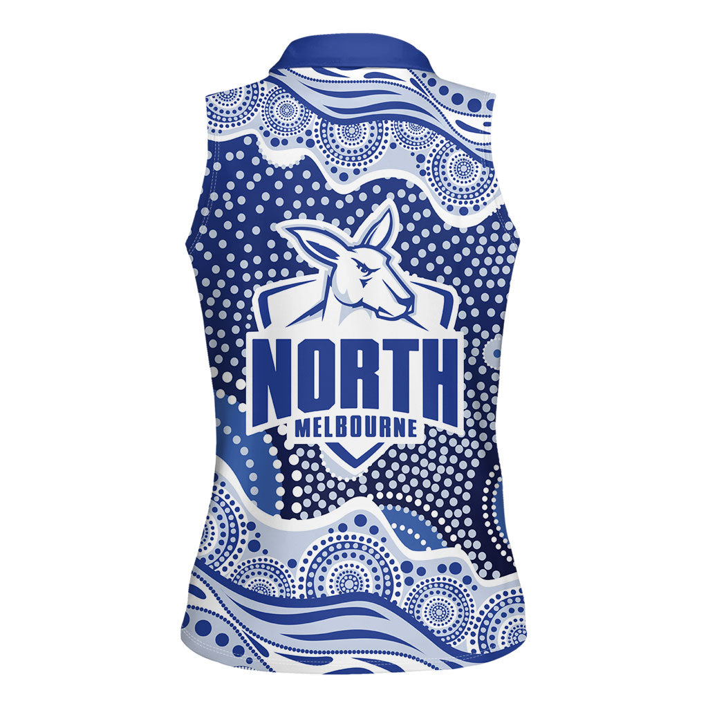 North Melbourne Kangaroos Women Sleeveless Polo Shirt Aboriginal Dot Pattern - Football Mascot Heritage Pride