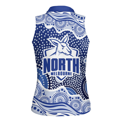 North Melbourne Kangaroos Women Sleeveless Polo Shirt Aboriginal Dot Pattern - Football Mascot Heritage Pride