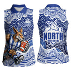 North Melbourne Kangaroos Women Sleeveless Polo Shirt Aboriginal Dot Pattern - Football Mascot Heritage Pride