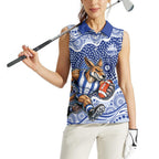 North Melbourne Kangaroos Women Sleeveless Polo Shirt Aboriginal Dot Pattern - Football Mascot Heritage Pride