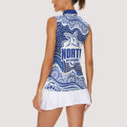 North Melbourne Kangaroos Women Sleeveless Polo Shirt Aboriginal Dot Pattern - Football Mascot Heritage Pride