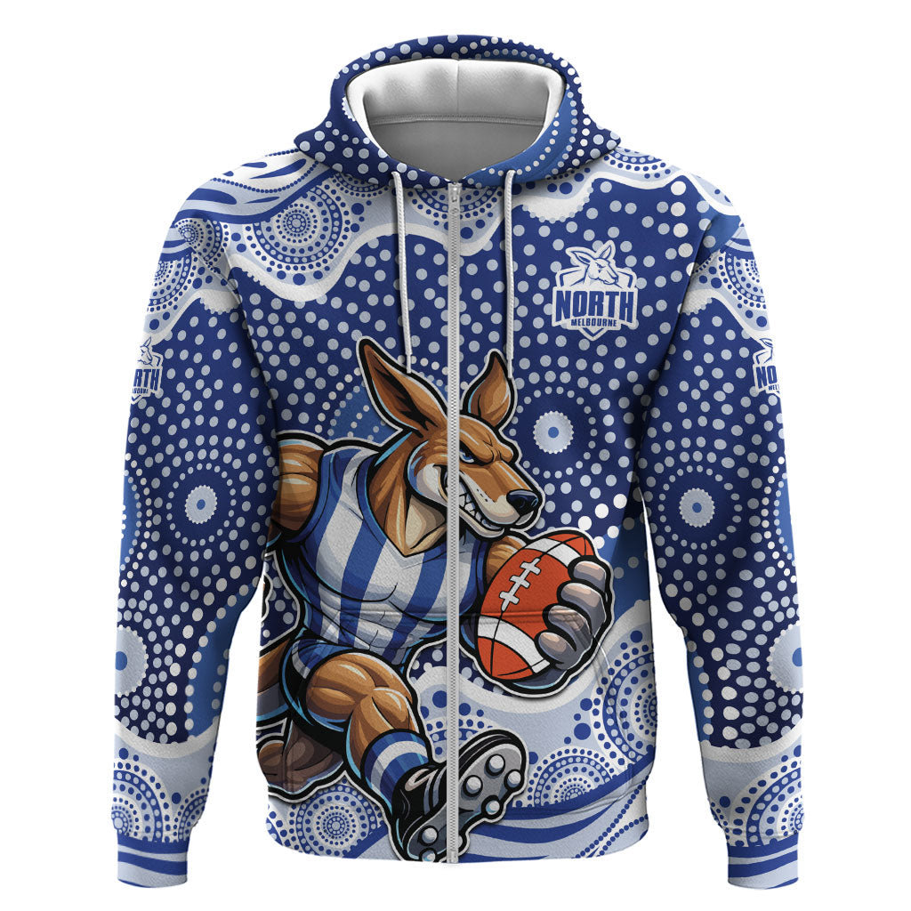 North Melbourne Kangaroos Zip Hoodie Aboriginal Dot Pattern - Football Mascot Heritage Pride