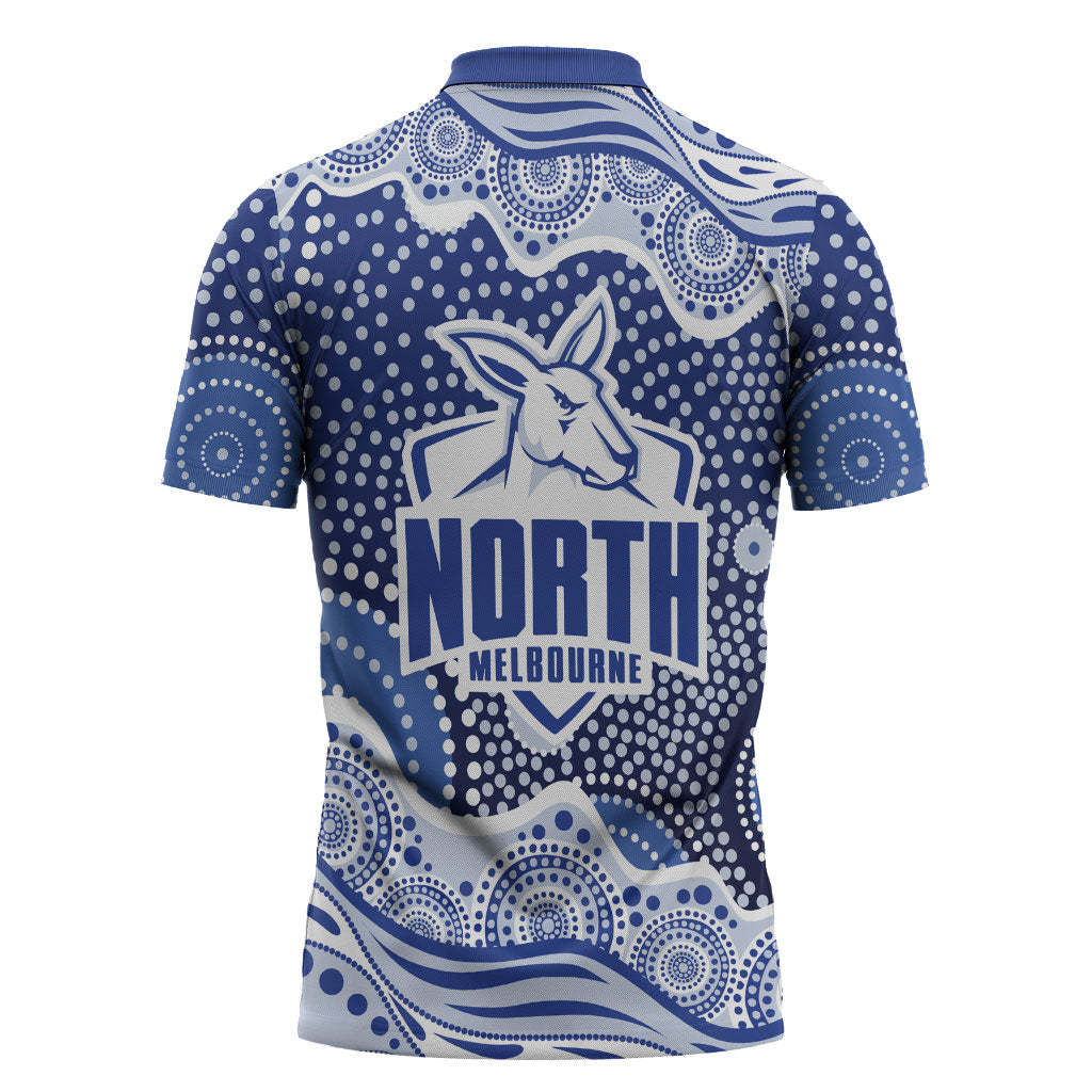 North Melbourne Kangaroos Zipper Polo Shirt Aboriginal Dot Pattern - Football Mascot Heritage Pride