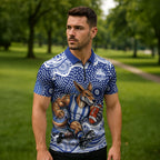 North Melbourne Kangaroos Zipper Polo Shirt Aboriginal Dot Pattern - Football Mascot Heritage Pride