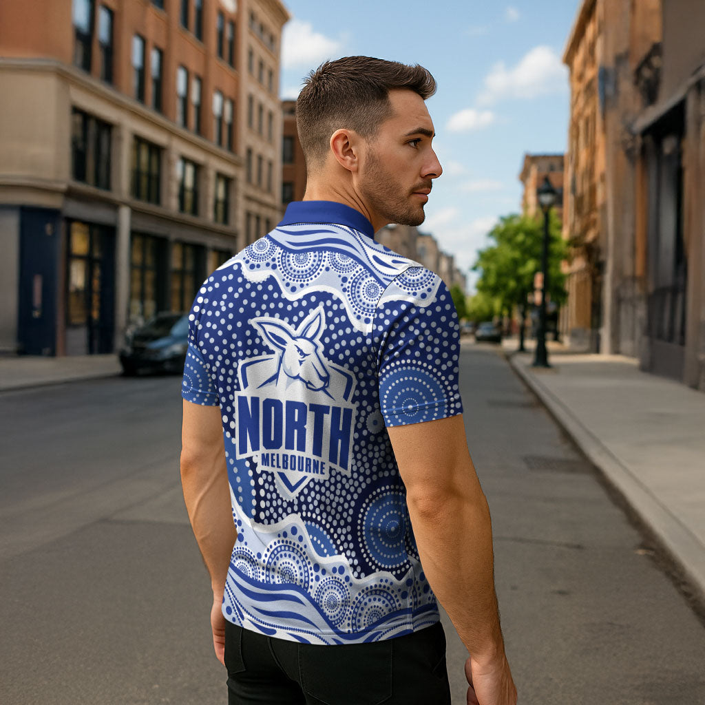 North Melbourne Kangaroos Zipper Polo Shirt Aboriginal Dot Pattern - Football Mascot Heritage Pride