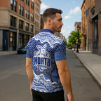 North Melbourne Kangaroos Zipper Polo Shirt Aboriginal Dot Pattern - Football Mascot Heritage Pride