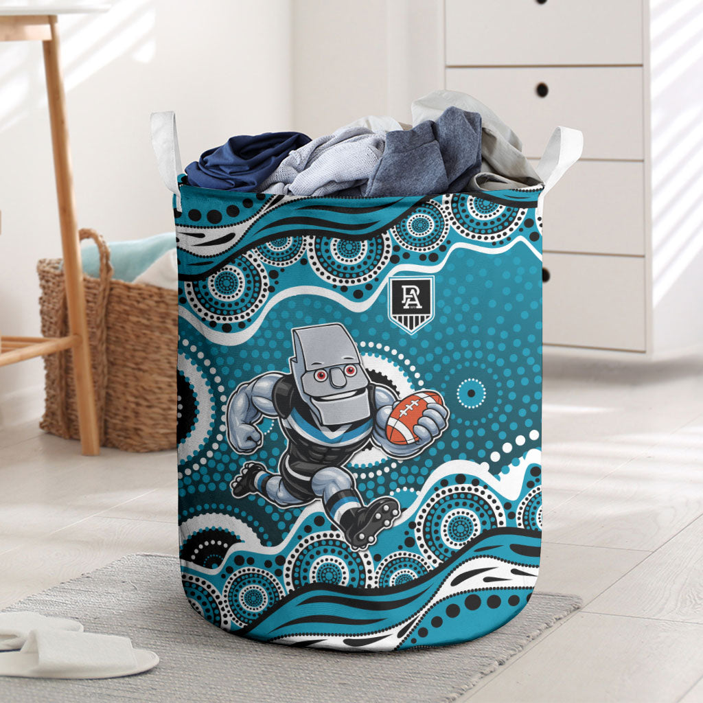 Port Adelaide Power Laundry Basket Aboriginal Dot Pattern - Football Mascot Heritage Pride