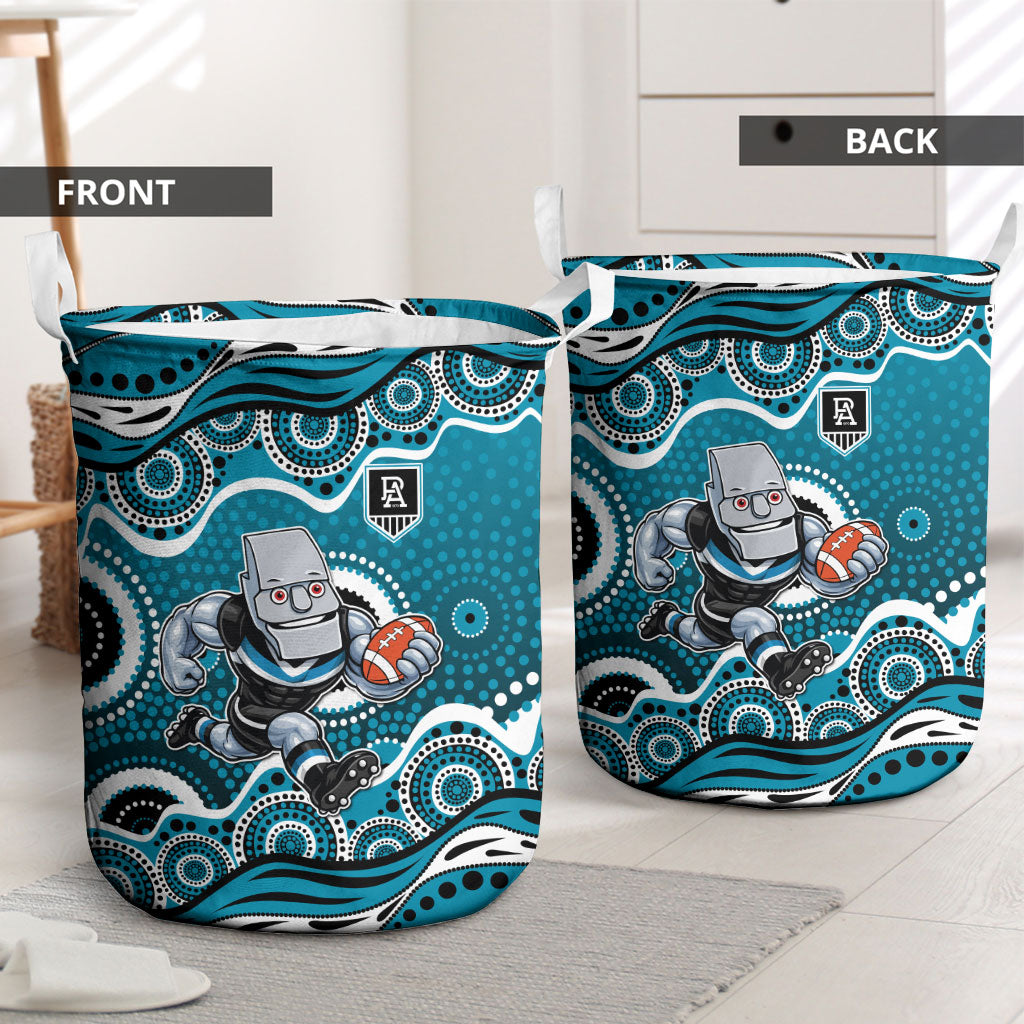 Port Adelaide Power Laundry Basket Aboriginal Dot Pattern - Football Mascot Heritage Pride