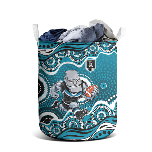 Port Adelaide Power Laundry Basket Aboriginal Dot Pattern - Football Mascot Heritage Pride