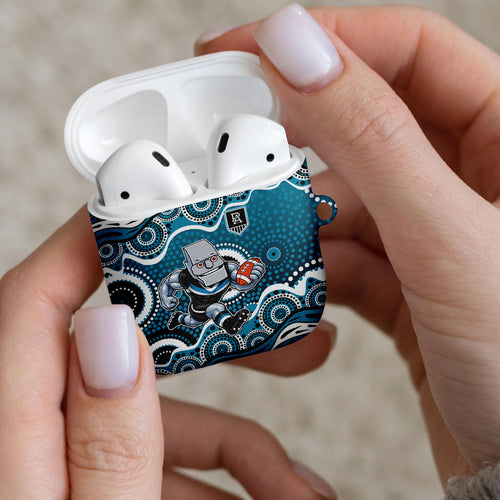 Port Adelaide Power AirPods Case Aboriginal Dot Pattern - Football Mascot Heritage Pride