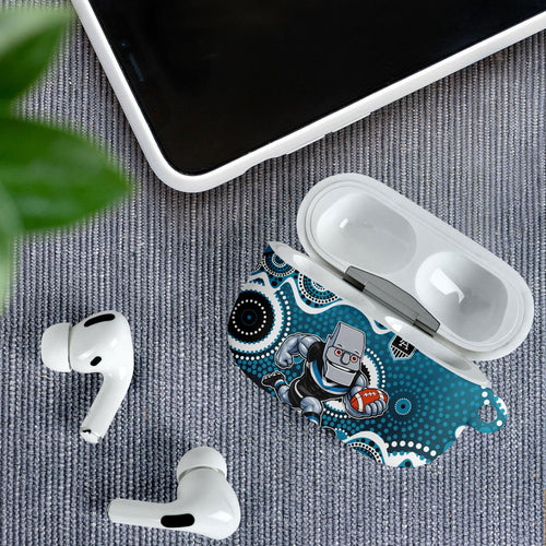 Port Adelaide Power AirPods Case Aboriginal Dot Pattern - Football Mascot Heritage Pride