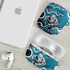 Port Adelaide Power AirPods Case Aboriginal Dot Pattern - Football Mascot Heritage Pride