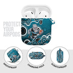 Port Adelaide Power AirPods Case Aboriginal Dot Pattern - Football Mascot Heritage Pride