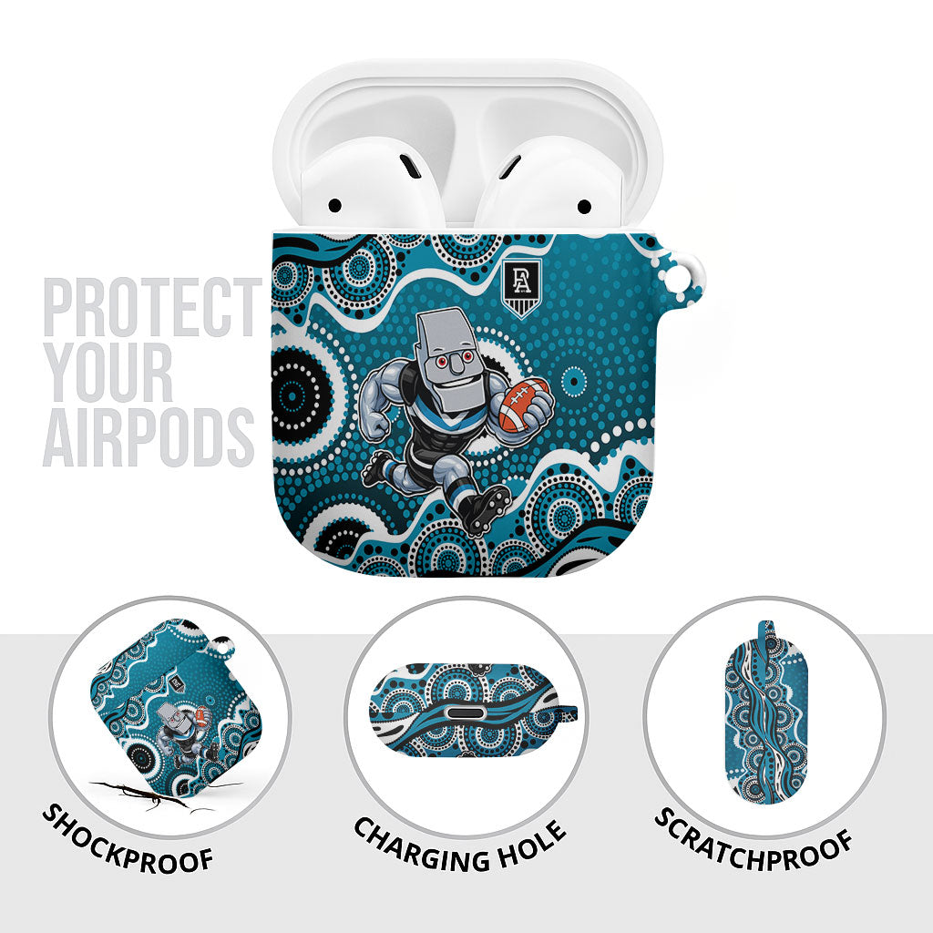 Port Adelaide Power AirPods Case Aboriginal Dot Pattern - Football Mascot Heritage Pride