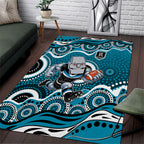 Port Adelaide Power Area Rug Aboriginal Dot Pattern - Football Mascot Heritage Pride