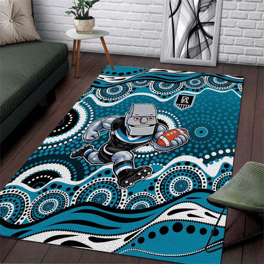 Port Adelaide Power Area Rug Aboriginal Dot Pattern - Football Mascot Heritage Pride
