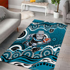 Port Adelaide Power Area Rug Aboriginal Dot Pattern - Football Mascot Heritage Pride