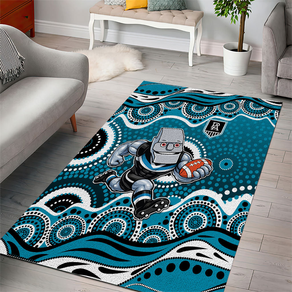 Port Adelaide Power Area Rug Aboriginal Dot Pattern - Football Mascot Heritage Pride
