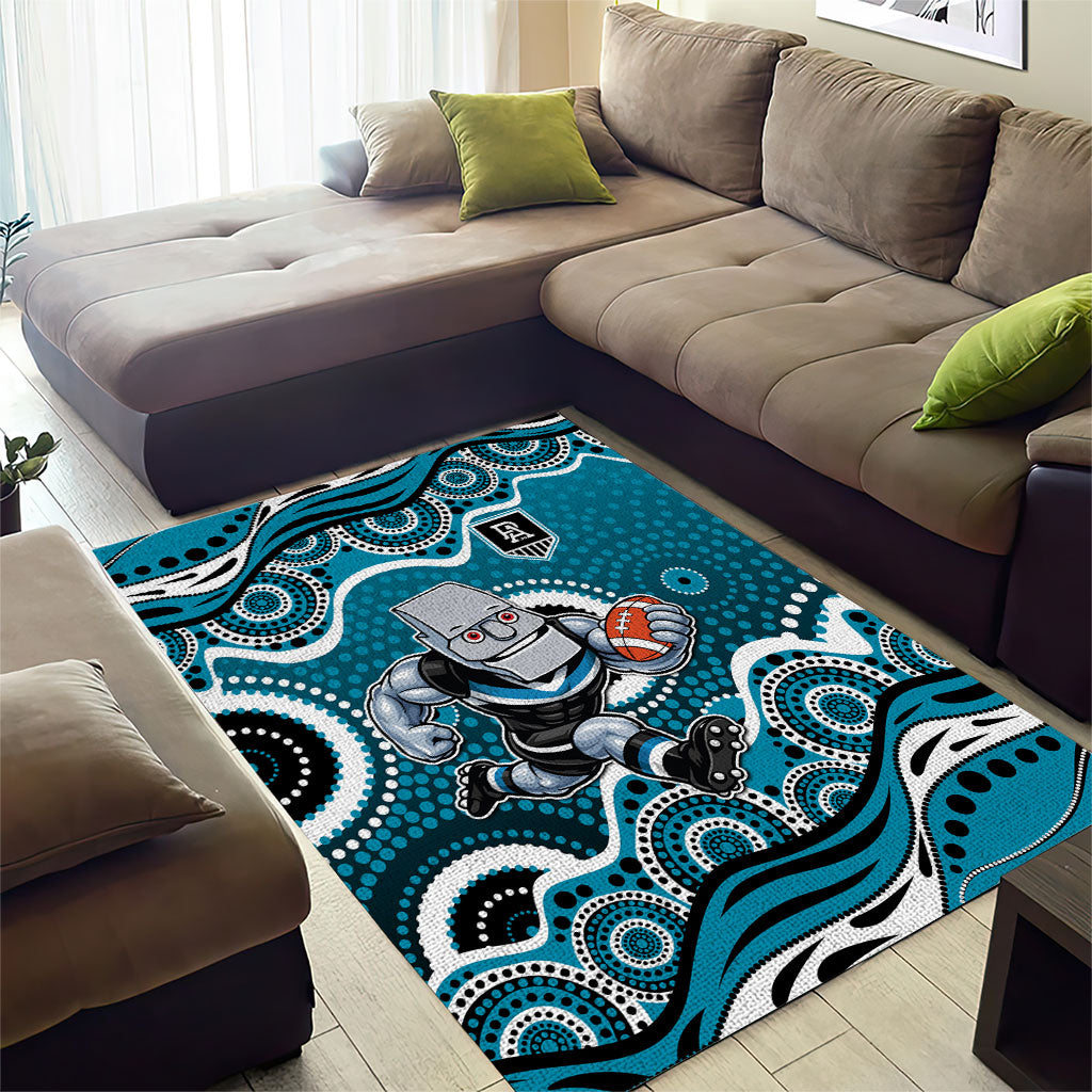 Port Adelaide Power Area Rug Aboriginal Dot Pattern - Football Mascot Heritage Pride