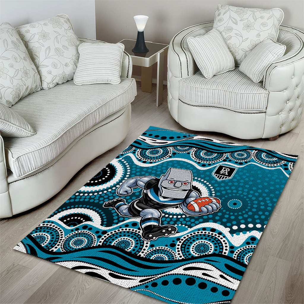 Port Adelaide Power Area Rug Aboriginal Dot Pattern - Football Mascot Heritage Pride
