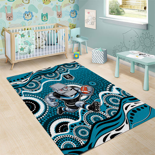 Port Adelaide Power Area Rug Aboriginal Dot Pattern - Football Mascot Heritage Pride