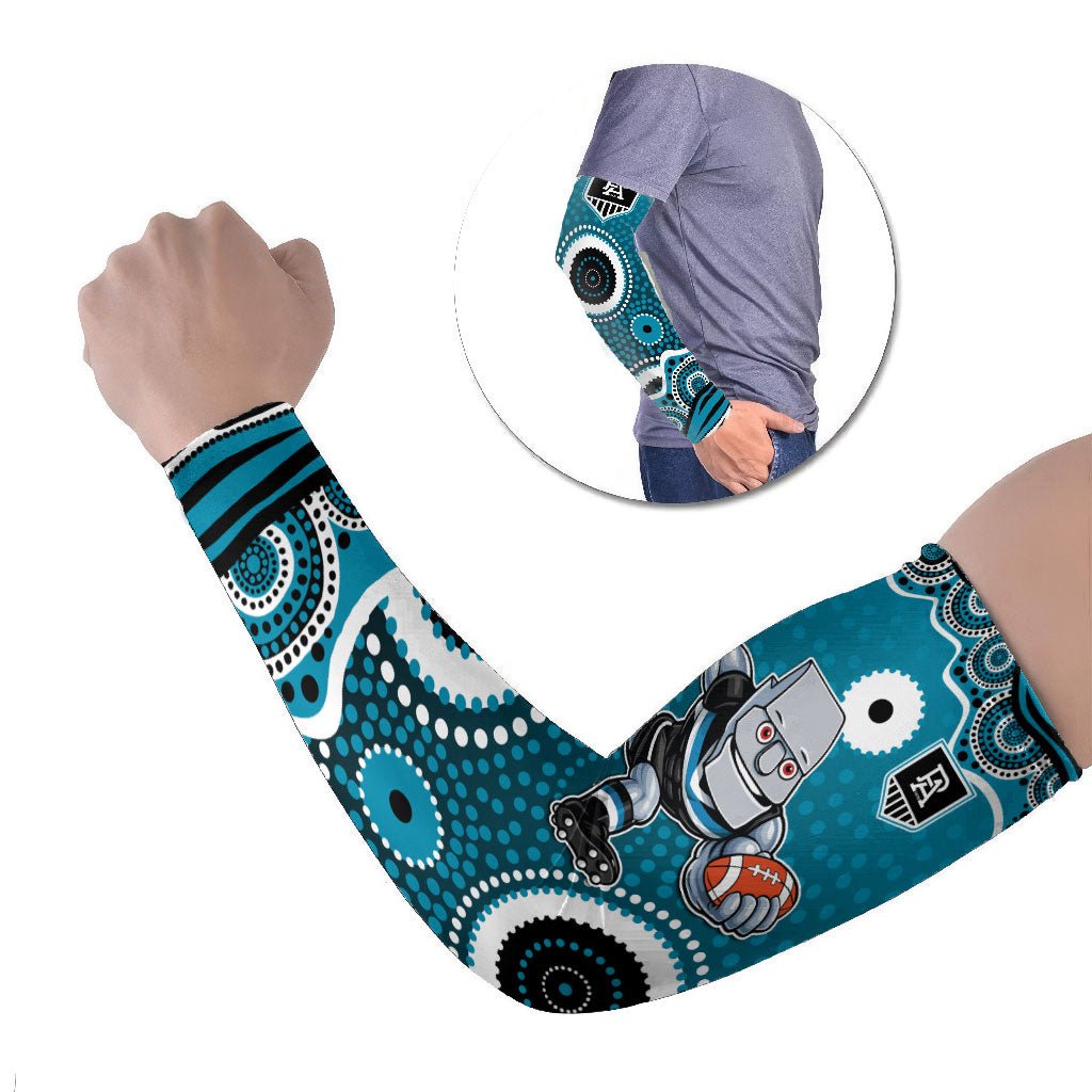 Port Adelaide Power Arm Sleeves Aboriginal Dot Pattern - Football Mascot Heritage Pride