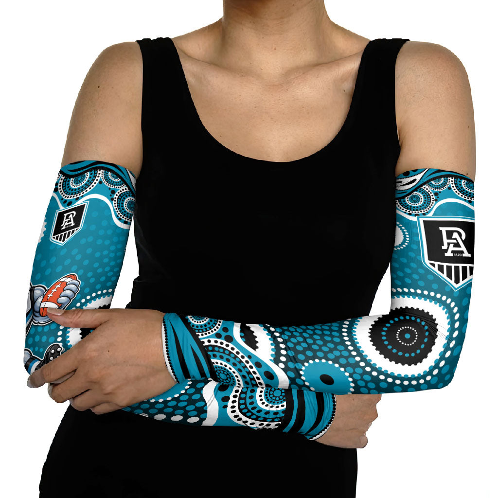 Port Adelaide Power Arm Sleeves Aboriginal Dot Pattern - Football Mascot Heritage Pride