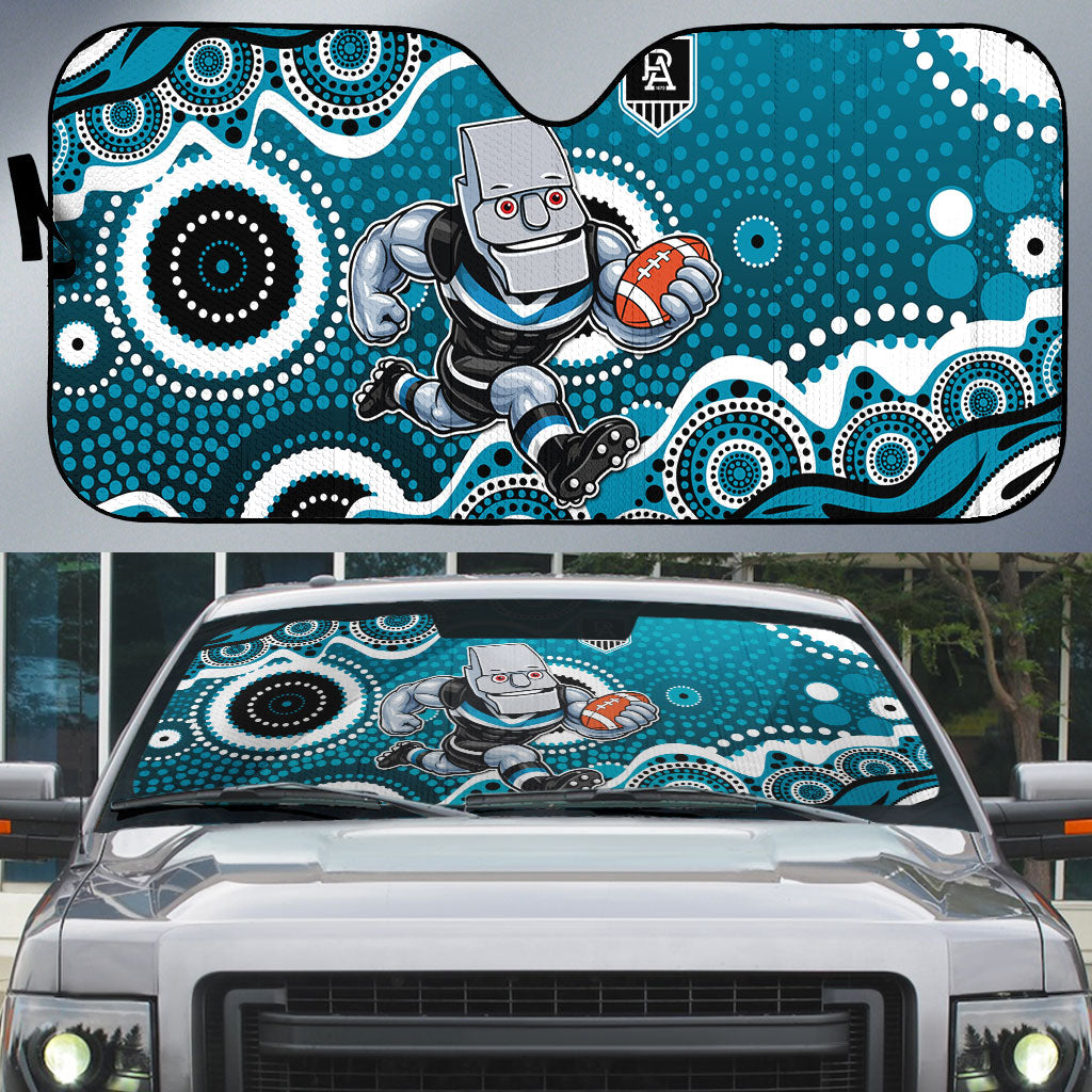 Port Adelaide Power Auto Sun Shade Aboriginal Dot Pattern - Football Mascot Heritage Pride
