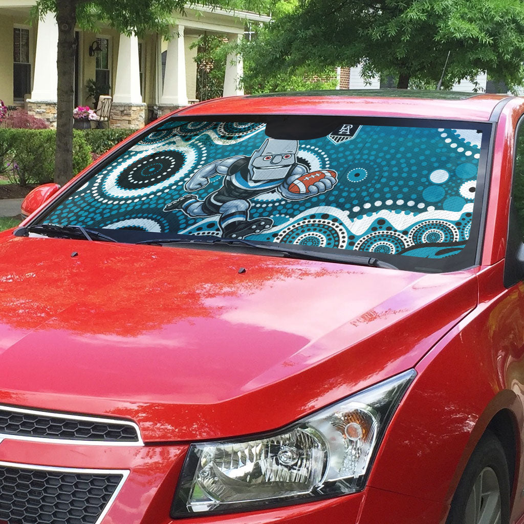Port Adelaide Power Auto Sun Shade Aboriginal Dot Pattern - Football Mascot Heritage Pride