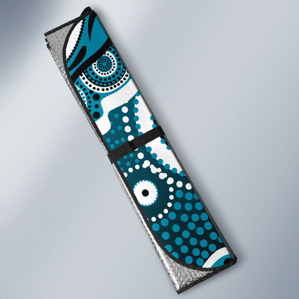 Port Adelaide Power Auto Sun Shade Aboriginal Dot Pattern - Football Mascot Heritage Pride