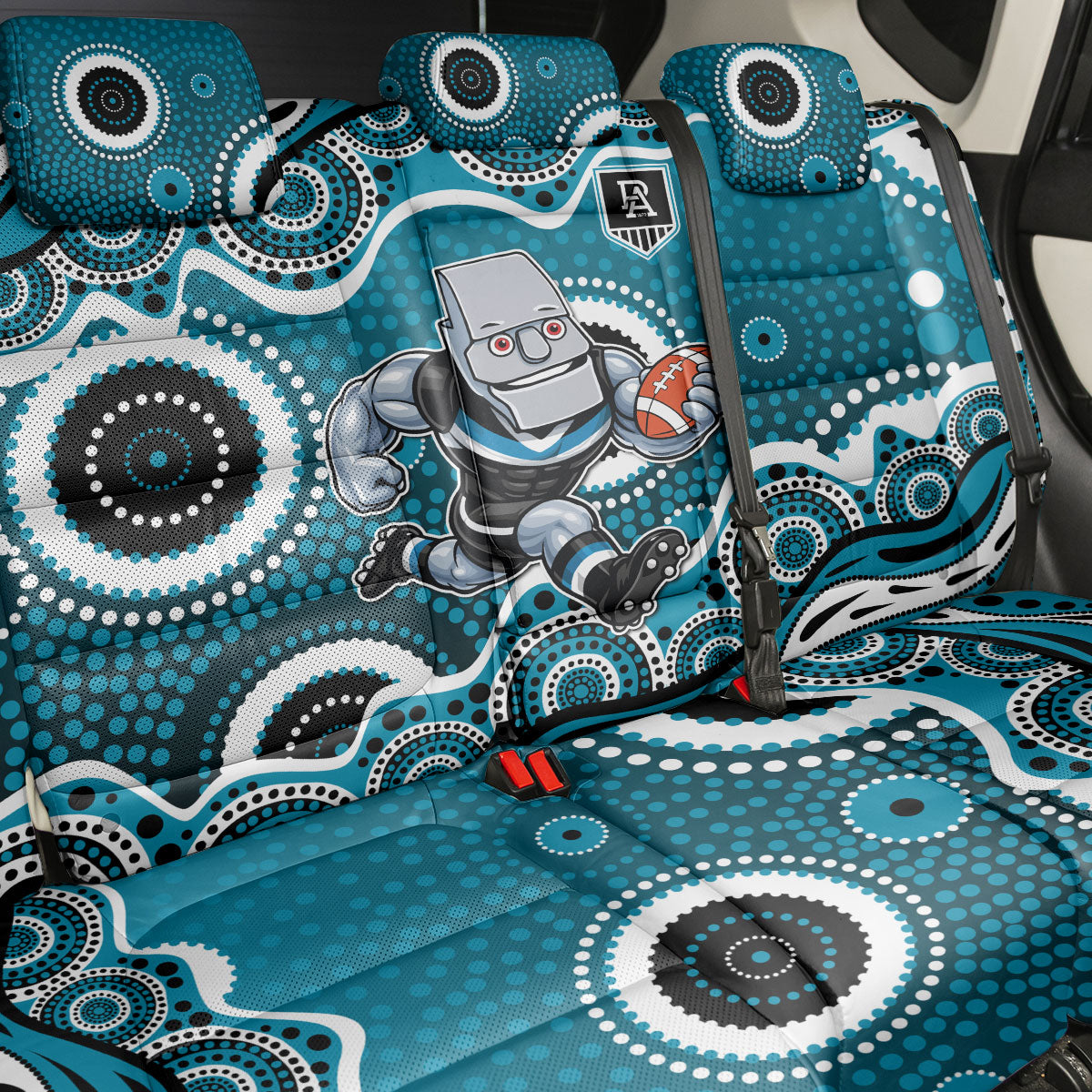 Port Adelaide Power Back Car Seat Cover Aboriginal Dot Pattern - Football Mascot Heritage Pride