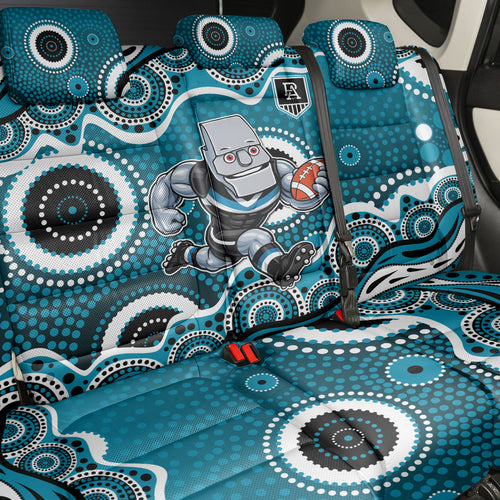 Port Adelaide Power Back Car Seat Cover Aboriginal Dot Pattern - Football Mascot Heritage Pride