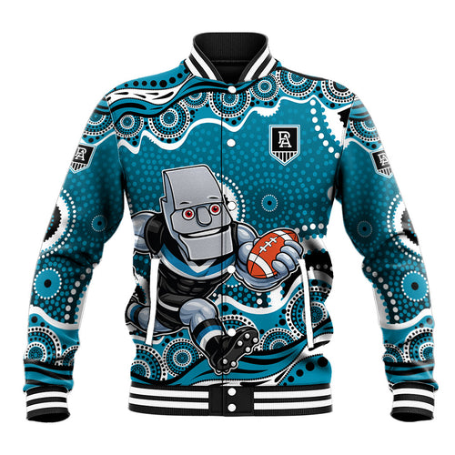 Port Adelaide Power Baseball Jacket Aboriginal Dot Pattern - Football Mascot Heritage Pride