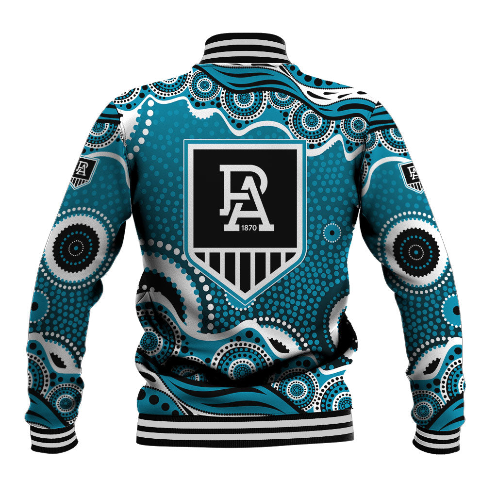 Port Adelaide Power Baseball Jacket Aboriginal Dot Pattern - Football Mascot Heritage Pride