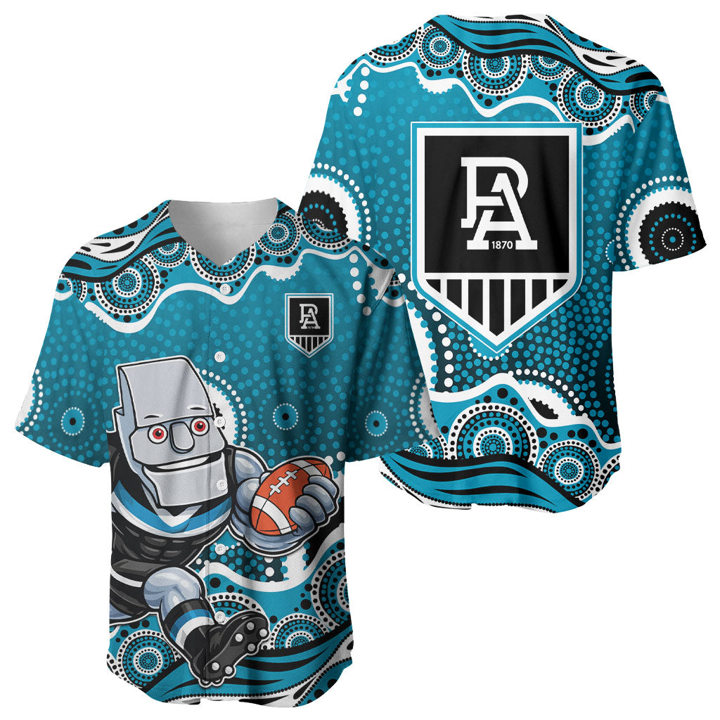 Port Adelaide Power Baseball Jersey Aboriginal Dot Pattern - Football Mascot Heritage Pride