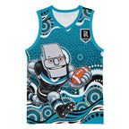 Port Adelaide Power Basketball Jersey Aboriginal Dot Pattern - Football Mascot Heritage Pride