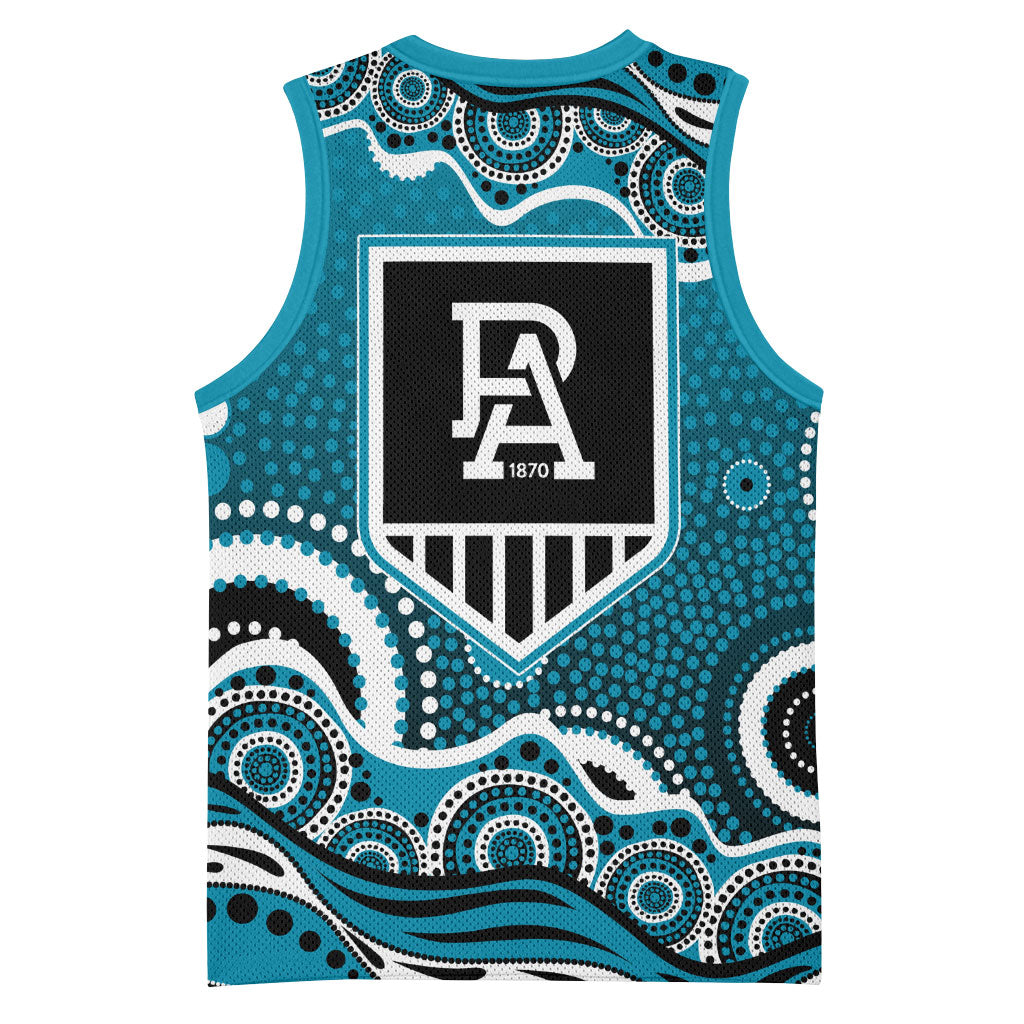 Port Adelaide Power Basketball Jersey Aboriginal Dot Pattern - Football Mascot Heritage Pride